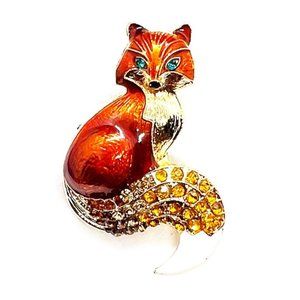 Brown FOX Pin BROOCH & Pendant